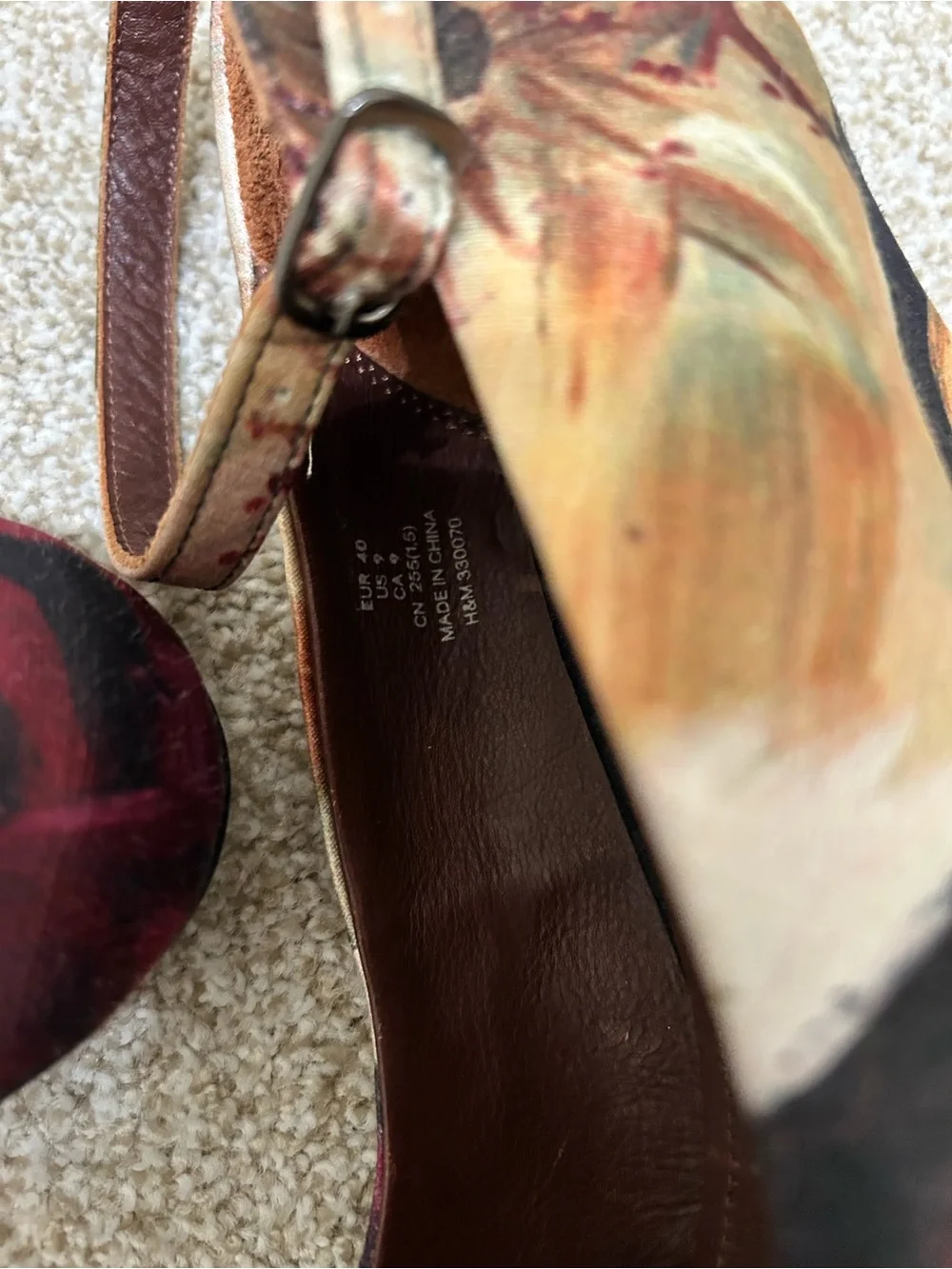 H&M conscious collection Silk Floral Block Heels size 9 bohemian feminine